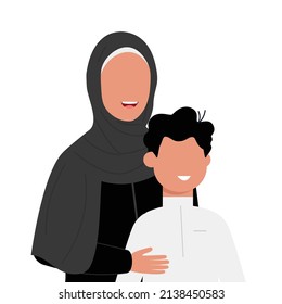 Saudi Mother And Child. Victor Illustrator