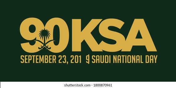 Saudi National Day. 90. 23rd September. Kingdom of Saudi Arabia. Vector Illustration. Eps 10.
