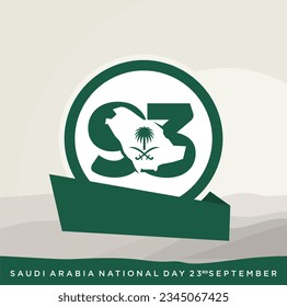 Saudi National Day. 93 years anniversary. Kingdom of Saudi Arabia Flag. September 23, 2023. Vector Illustration. Eps 10.