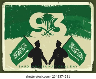 Saudi National Day. 93 years anniversary. Kingdom of Saudi Arabia Flag. September 23, 2023. Vector Illustration. Eps 10.