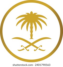 saudi palm tree golden emblem