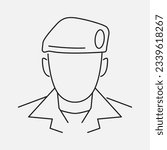 Saudi policeman line icon. Arabian muslim officer avatar. Military man or solder concept. Vector illustartion editable stroke 