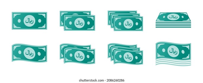 Saudi Riyal Banknote Icon Set