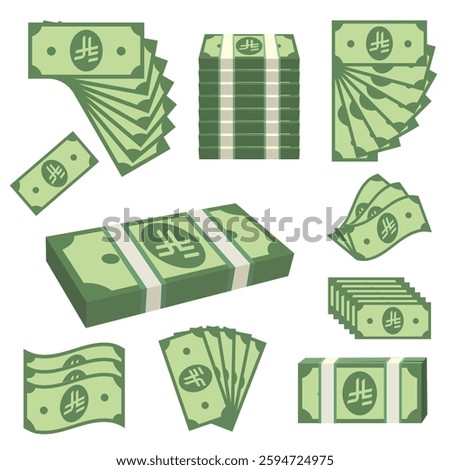 Saudi Riyal Banknote Icon Set vector
