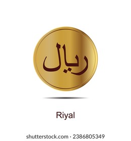 Saudi Riyal coin icon gold