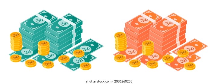 Saudi Riyal Money Bundle and Coins 