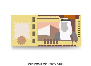 Saudi Riyal Vector Illustration. Saudi Arabia money set bundle banknotes. Paper money 10 SAR. Flat style. Isolated on white background. Simple minimal design.