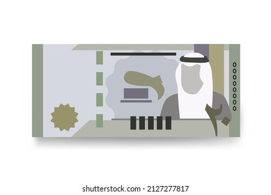 Saudi Riyal Vector Illustration. Saudi Arabia money set bundle banknotes. Paper money 20 SAR. Flat style. Isolated on white background. Simple minimal design.