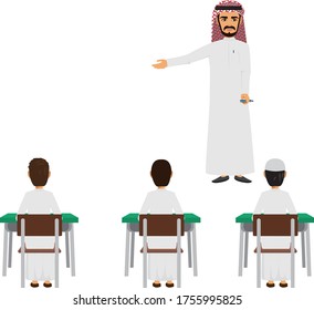 Saudi School For Males Set With A Teacher 
