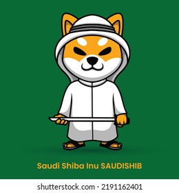 Saudi Shiba Inu SAUDISHIB crypto currency banner and background vector