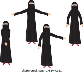 Saudi women wearing conservatively and red heel ready vector