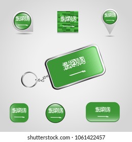 Saudia arabia flag design icons set 