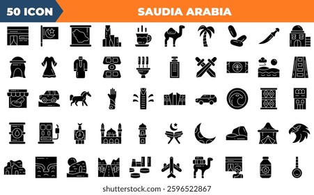 Saudia Arabia icon set. Containing arabia, national, arab,and more. Solid vector icons collection.