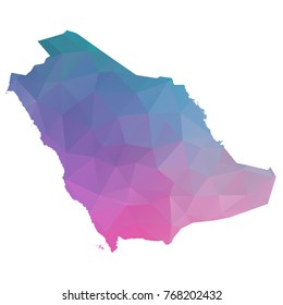saudiArabia map. Blue and Pink polygonal shape vector illustration on white background. Vector illustration eps 10.