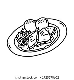 Sauerbraten Germany Food Hand Drawn Icon Set Vector.