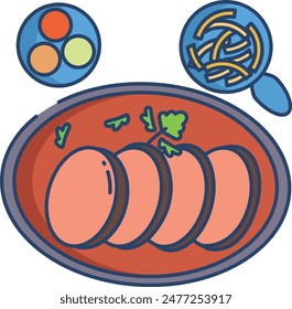 Sauerbraten linear color vector illustration