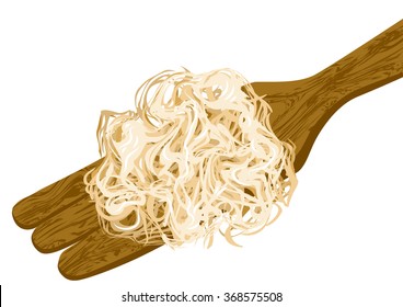 sauerkraut on wooden spoon
