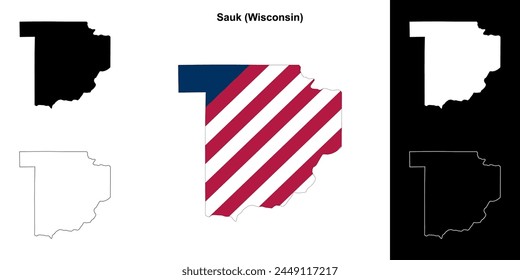 Sauk County (Wisconsin) outline map set