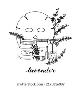Sauna accessories sketches in circle shape. Hand drawn doodle spa items collection. Vector outline object
