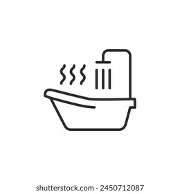 Sauna bath icon. This minimalist design signifies the traditional steam sauna experience, often used to represent relaxation, detoxification, and wellness facilities. Vector illustration.