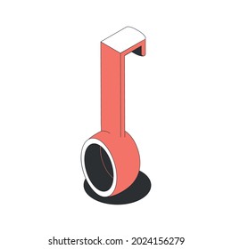 Sauna bath spa isometric composition with isolated image of sauna ladle vector illustration