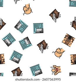 sauna bath spa relax steam room vector seamless pattern thin line illustration