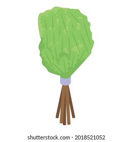 Icono de la escoba de la sauna. Isometric, icono vectorial de la escoba de la sauna para diseño web aislado en fondo blanco