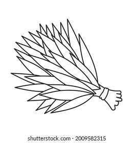 Icono del vector de la escoba de la sauna.Icono del vector contorno aislado en la escoba de la sauna de fondo blanco.