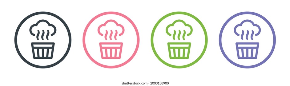 Sauna bucket icon vector with smoke symbol.