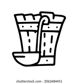 sauna bucket and ladle line vector doodle simple icon