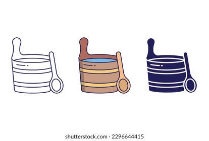 Sauna Bucket line and solid illustration icon