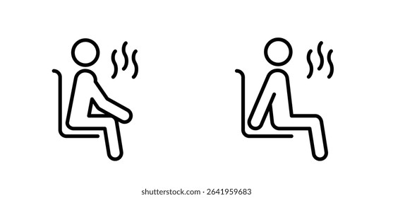Sauna concept. Spa service, hot steam room or sweat room. Relax of relaxation exercises. Human rest, stick figure man. Human silhouettes. Human rest, stick figure man. Bucket sauna tools