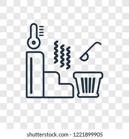 Sauna concept vector linear icon isolated on transparent background, Sauna concept transparency concept in outline style