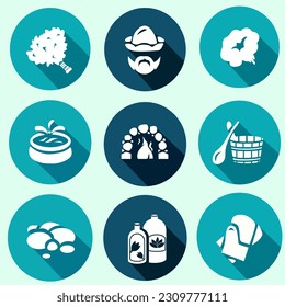 Sauna elements - set of icons in several colors. EPS 10 vector illustration.