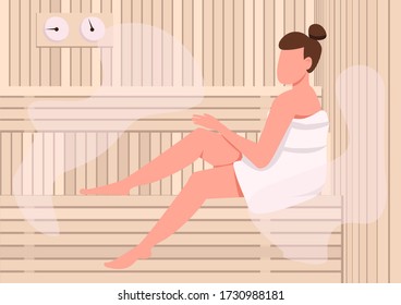 Sauna flat color vector illustration