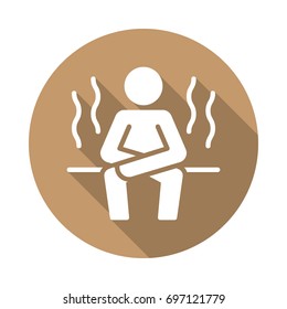 Sauna flat icon. Round colorful button, Steam room circular vector sign with long shadow effect. Flat style design
