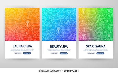 Conceptos de Sauna Flyer. Ilustración vectorial del diseño de contorno.