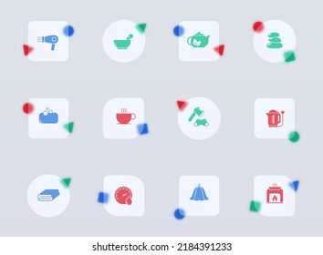 sauna glass morphism trendy style icons. sauna transparent glass color vector icon with color figures. for web and ui design, mobile apps and promo business advertising