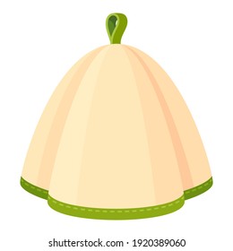 Sauna hat protecting head from high temperature cartoon icon. Sudatory cap. Bathing house wool felt headdress, headwear, accessory. Vector flat illustration isolated on white background.