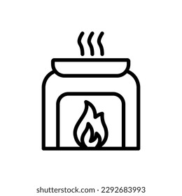Icono del vector del contorno del calefactor de la sauna aislado en fondo blanco. Icono de línea de calefacción de sauna para diseño web, móvil y ui.
