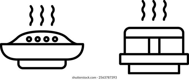"Sauna Hot Steam Vector Line Icon Set – Wellness and Relaxation Symbols"