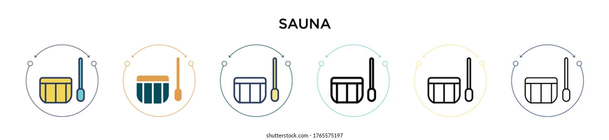 Sauna icon in filled, thin line, outline and stroke style. Vector illustration of two colored and black sauna vector icons designs can be used for mobile, ui, web