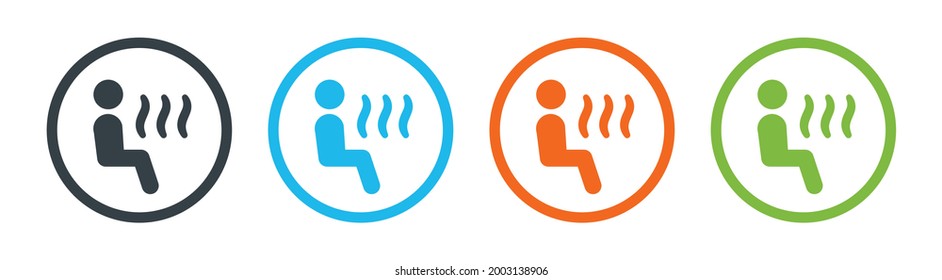 Sauna icon, outline vector sign. Steam room symbol on circle button design