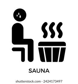 Sauna icon, person in sauna, silhouette vector icon, isolated on white, spa and sauna icon for web, mobile apps, ui design and print