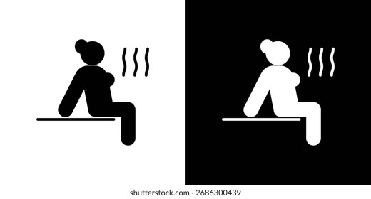 Sauna icon vector graphics. Flat solid black vector set