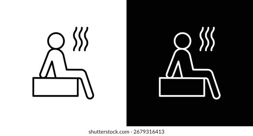 Sauna icon vector symbols pack in black and white lines