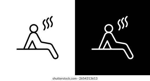 Sauna icons in line style. Editable black and white strokes