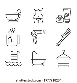 sauna icons set. sauna pack symbol vector elements for infographic web.