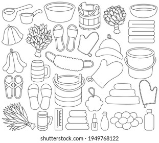 Sauna isolated Outline set icon.Vector illustration bathhouse on white background .Outline vector set icon sauna.