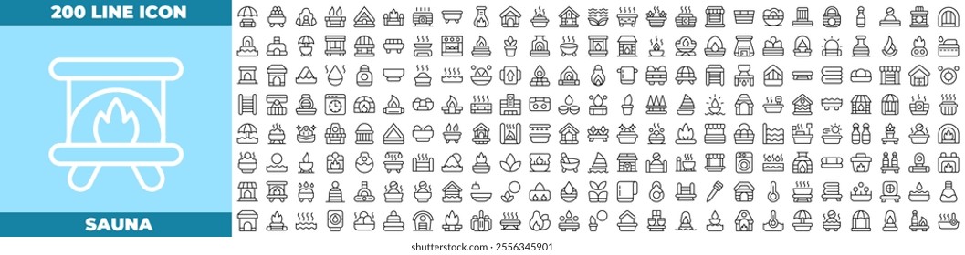 Sauna Line Editable Icons set. Vector illustration in modern thin line style of sauna icons: therapy, healing, physical therapy, etc